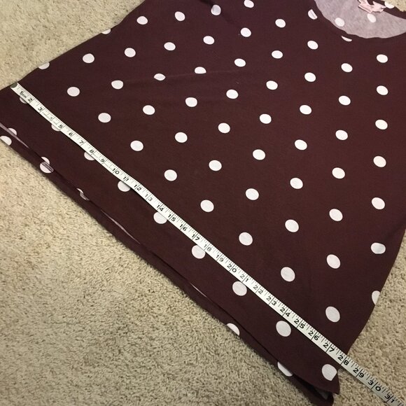 Gothic Minnie Mouse White Polka Dot on Burgundy Long High Low Tee - Picture 13 of 15